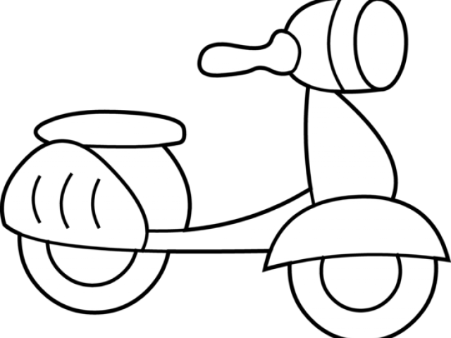 Scooter Clipart Colouring Page - Clip Art Scooters Black And White (640x480), Png Download