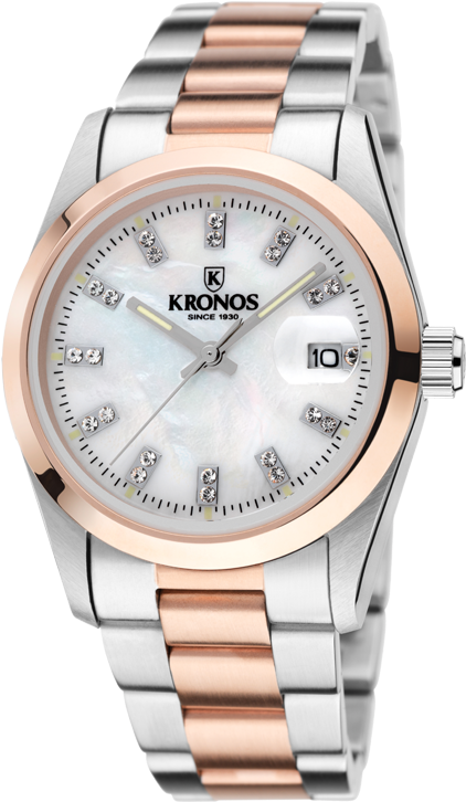 86313756 - Elegance Ladies Zirconia Bicolorkronos Watches (444x746), Png Download