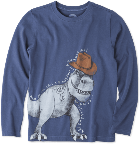 Boys Tyrannosaurus Tex Long Sleeve Crusher Tee - Sleeve (570x570), Png Download