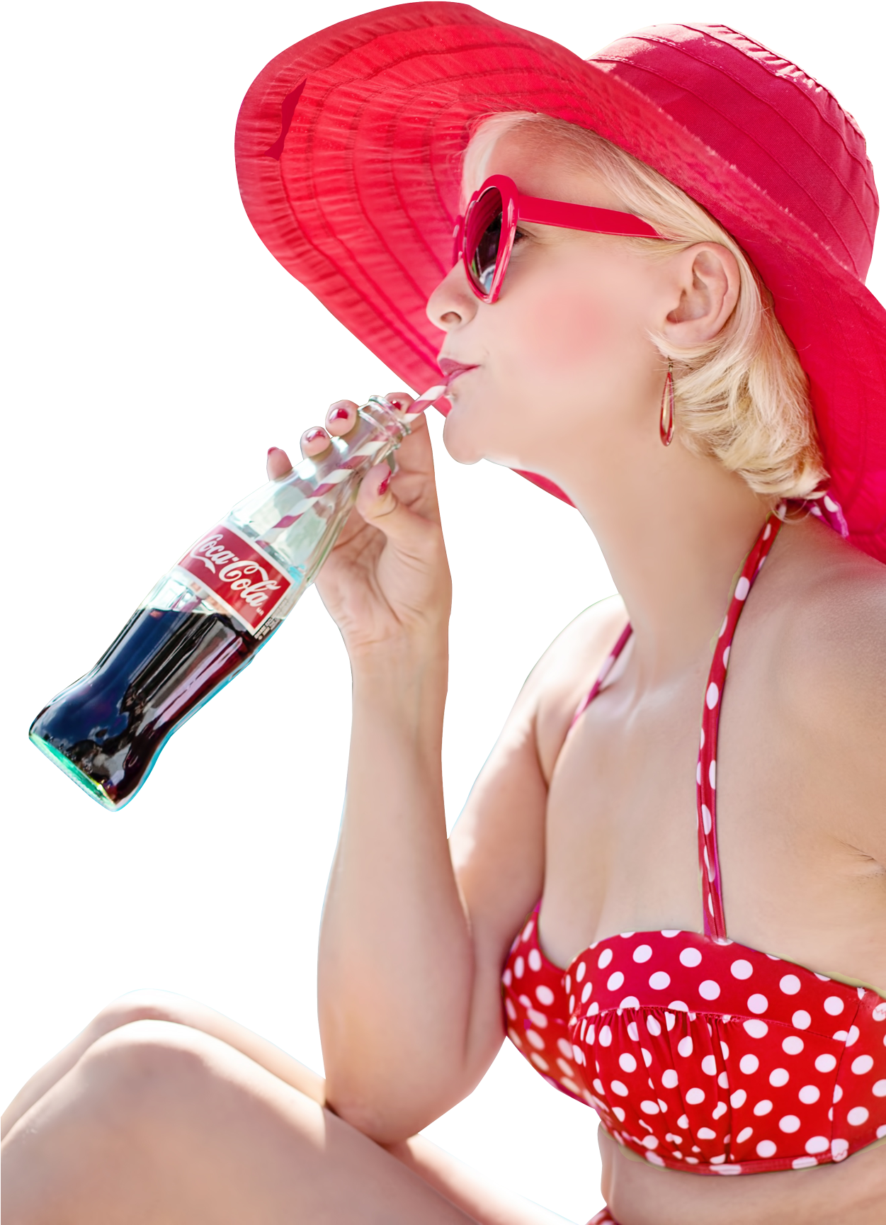 Sexy Woman Drinking Coca Cola Drink Png Image - Woman With Coca Cola (1250x1822), Png Download