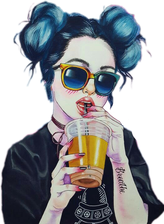 Tumblrgirl Tumblr Hipster Drink Cool Girl Post Tumblr - Girly Art (532x724), Png Download