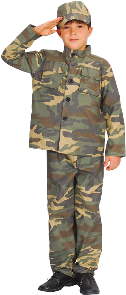 Sentinel Army Soldier Boys Fancy Dress Military Commando - Boy In Army Uniform (426x1000), Png Download