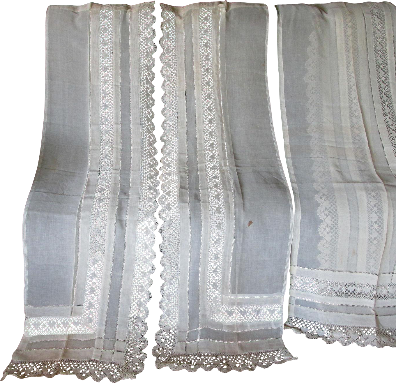 Png Black And White Stock Panels Made Lace Drawn Work - Lace Over Linen Curtains (1359x1359), Png Download