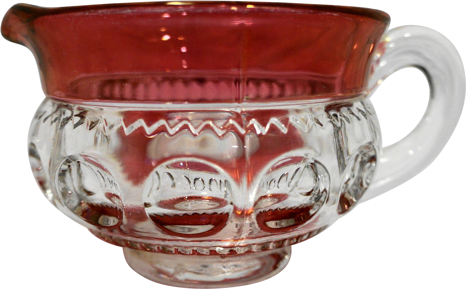 Tiffin King's Crown Ruby Flashed Top Bottom Low Creamer - Ceramic (1801x1801), Png Download