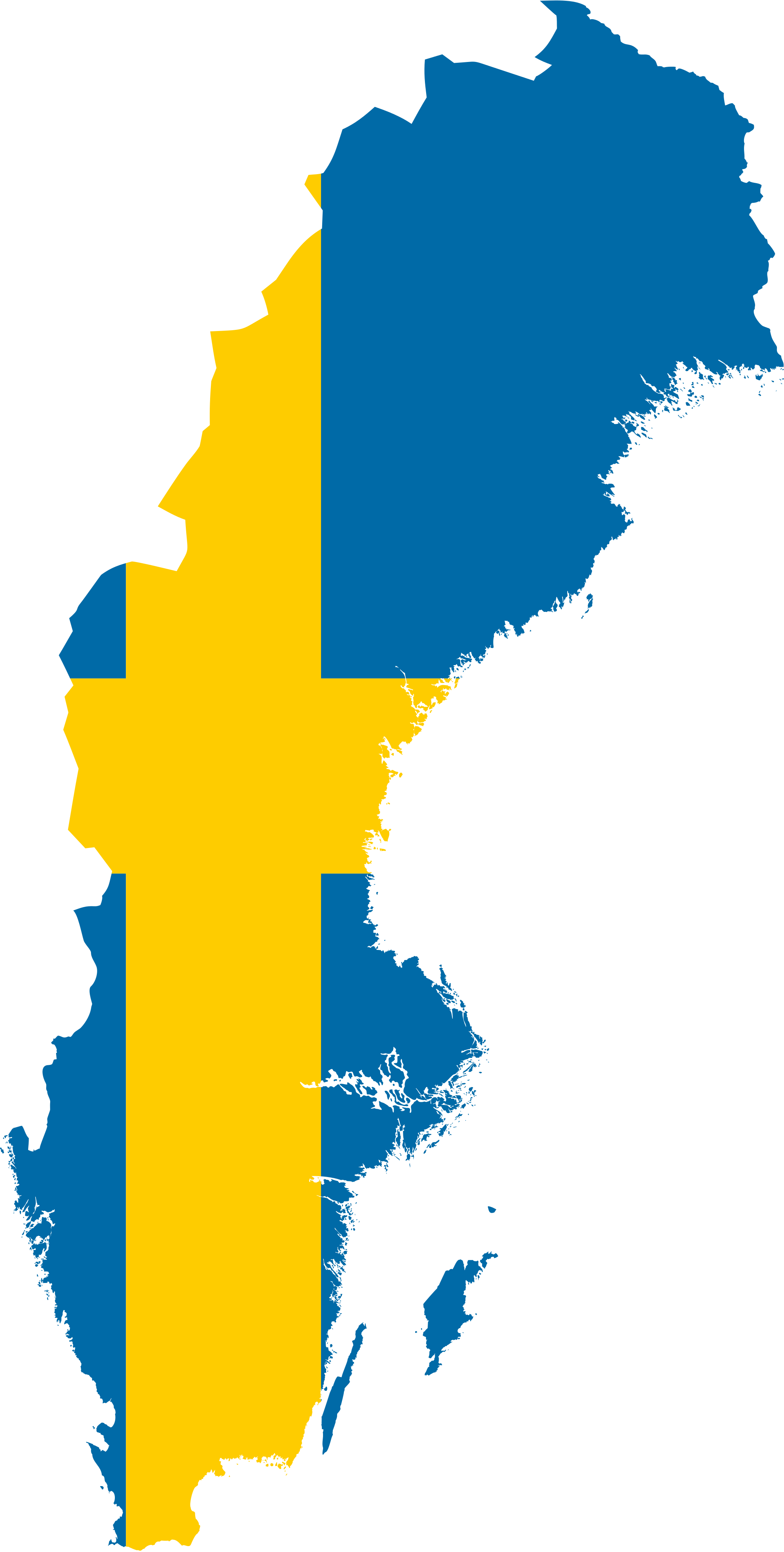Waterfalls In Sweden - Sweden Flag Map Png (2000x3957), Png Download