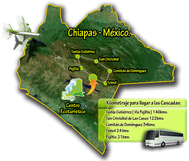 El Chiflon Waterfalls Map - El Chiflon Waterfall Mexico (387x330), Png Download