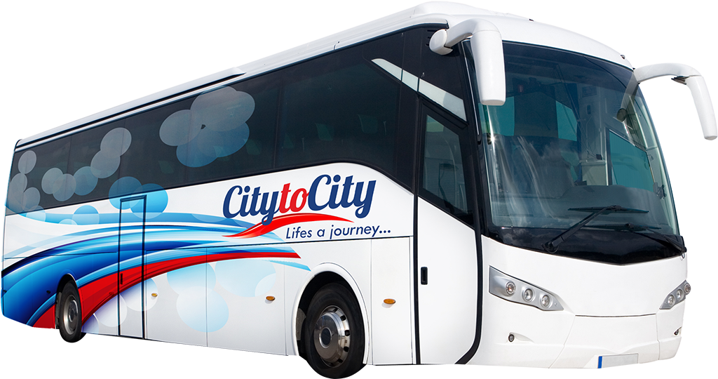 City To City Bus - Tourist Bus Design (1079x585), Png Download