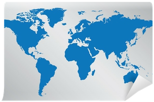 World Map Illustration On Gray Background Wall Mural - World Map (400x400), Png Download