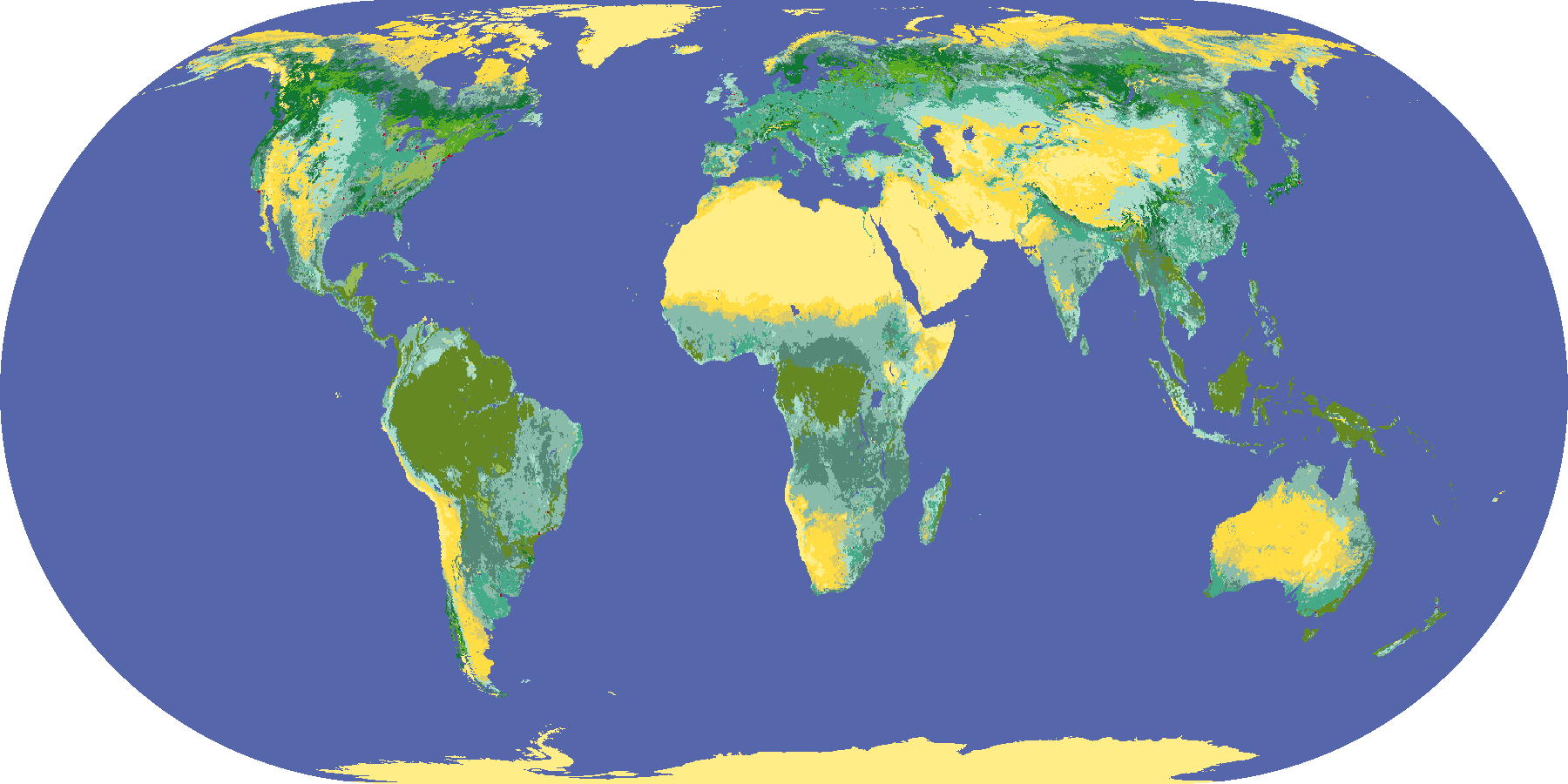 Global Land Cover Classification - World Map (1800x900), Png Download
