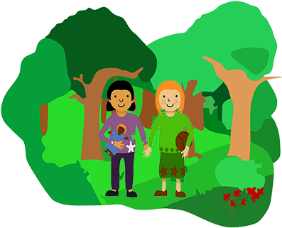 Girls In Forest - Ecosystem Clipart Transparent (400x331), Png Download