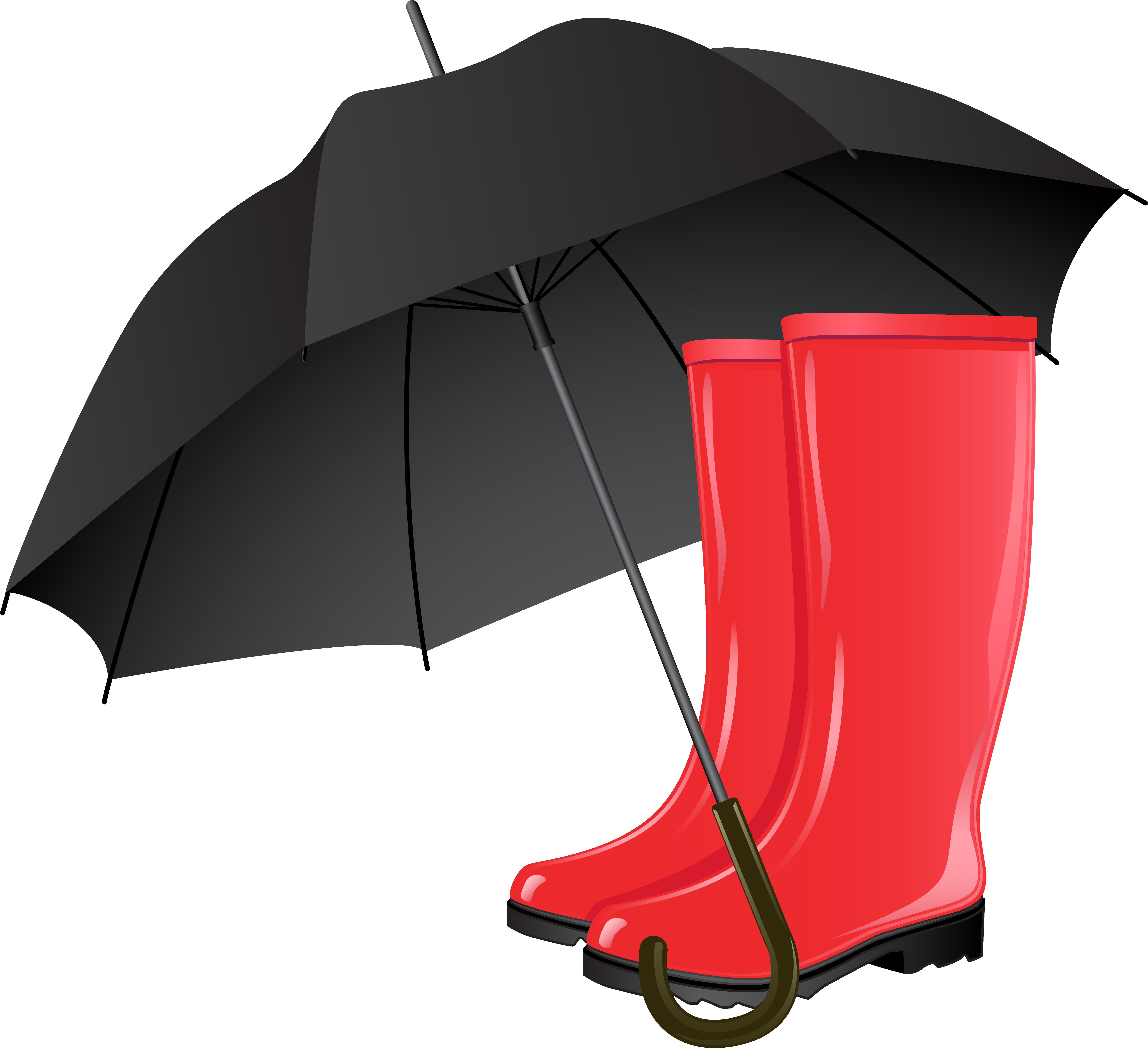 Rubber Boots And Umbrella (6099x5566), Png Download