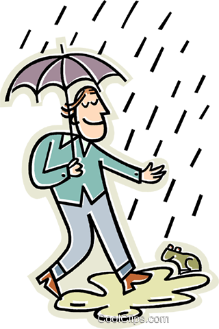 Man Walking In The Rain With An Umbrella Royalty Free - Rainy Season Cartoon (320x480), Png Download