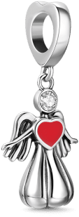 Silver Angel Dangle Charm With Swarovski Crystal - Locket (380x380), Png Download