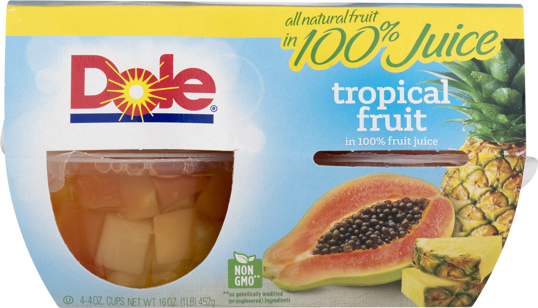 Dole Tropical Fruit In 100% Fruit Juice, 4 Oz Cup, - Dole Fruit Bowl Pineapple (1800x1800), Png Download