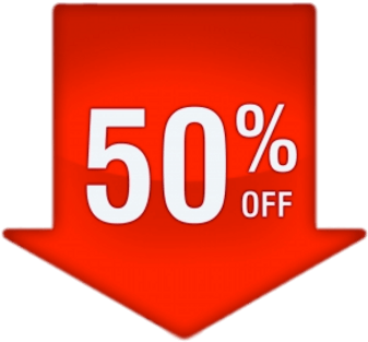 50% Discount Arrow - 50 Off (400x400), Png Download