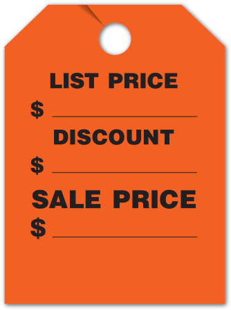 280 Mirror Hang Tags "list/discount/sale" Fluorescent - Mirror Hang Tags - Fl Red - List Price (500x500), Png Download