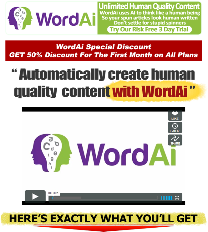 [sale] Wordai Special Discount Plus Bonuses - Content Word (720x750), Png Download