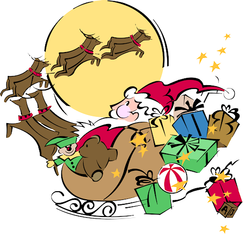 Flying Santa Png Download - Jingle Bells (500x481), Png Download