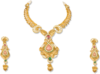 Gold Jewellery - Png Jewellers Gold Necklace Design (400x300), Png Download