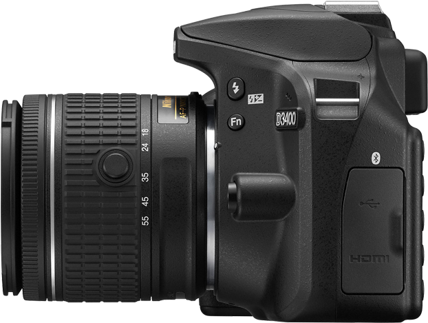 Nikon D3400 Dslr With 18 55mm And 70 300mm Lenses & - Nikon D3400 Dslr Camera With 18-55mm (700x595), Png Download