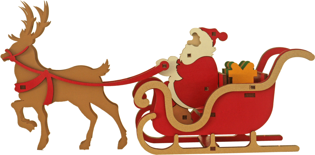 Santa - Santa On A Sledge (1092x550), Png Download