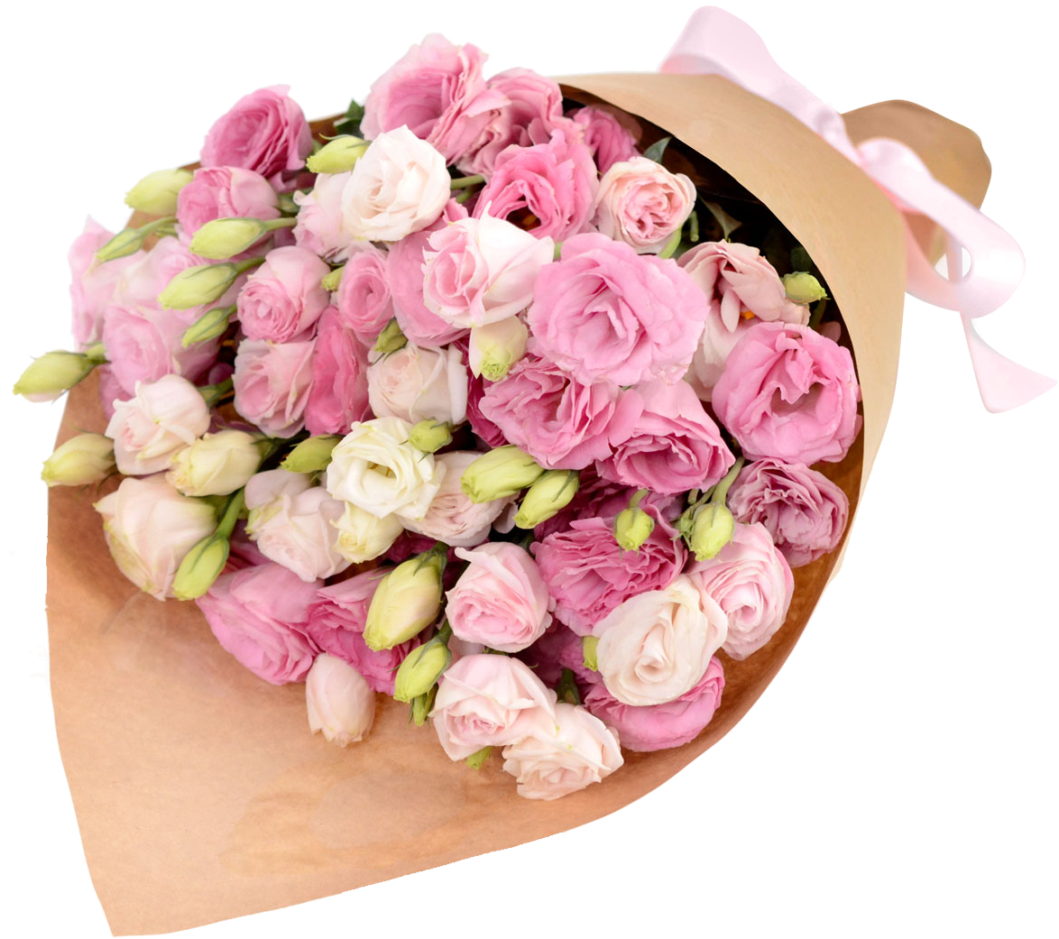 Pink Eustoma Bouquet - Eustoma Bouquet (1210x1134), Png Download