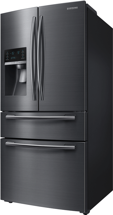 Samsung Bottom Freezer And French Doors Refrigerator - Samsung 25 Cu.ft. 4 Door French Door Black Stainless (519x804), Png Download