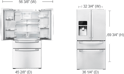Samsung Rf4267hawp Refrigerator Descriptions - Samsung Rf4267hawp: 26 Cu. Ft. 33 In. 4-door French (515x265), Png Download