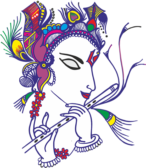 Click And Drag To Re-position The Image, If Desired - Lord Krishna Drawing (583x700), Png Download