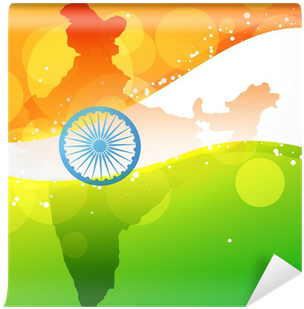 Vector Indian Map With Flag Design Wall Mural • Pixers® - Indian Map With Flag (400x400), Png Download