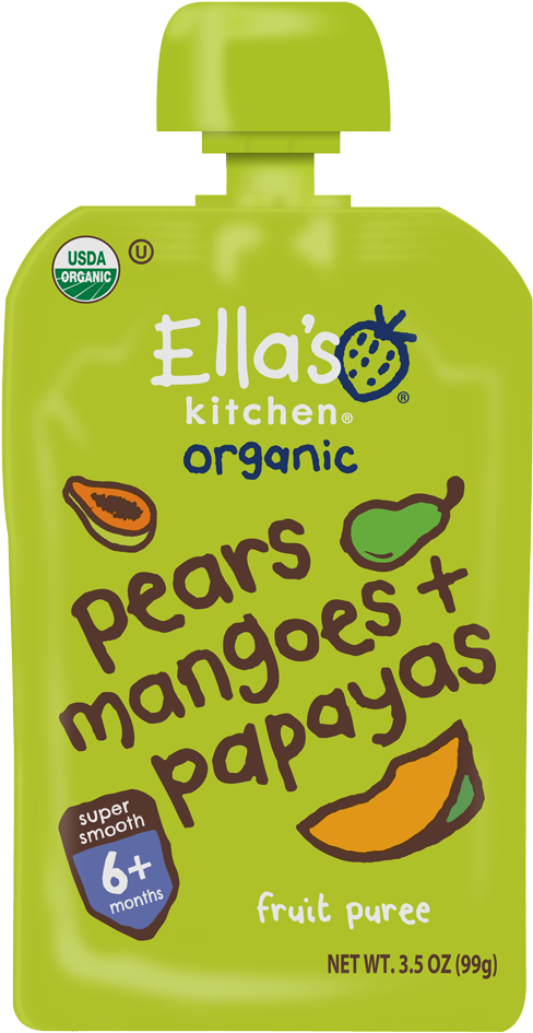 Pears Mangoes Papayas - Ella's Kitchen Pears Peas Broccoli (533x1000), Png Download