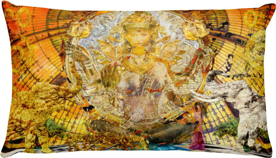 Lakshmi Goddess Art Pillow - Cushion (1000x1000), Png Download