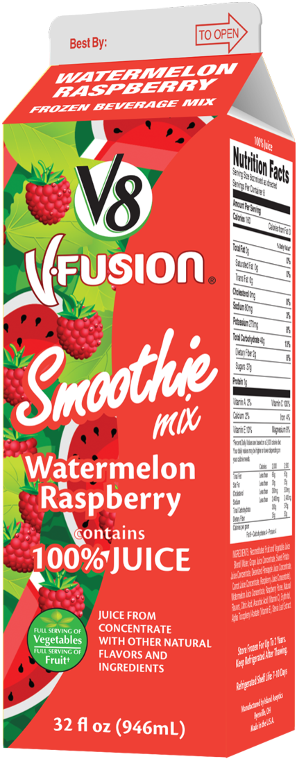 21191 V8 Fusion Watermelon Rasp 32oz Carton - V8 V-fusion Strawberry Banana 100% Vegetable (1200x1200), Png Download