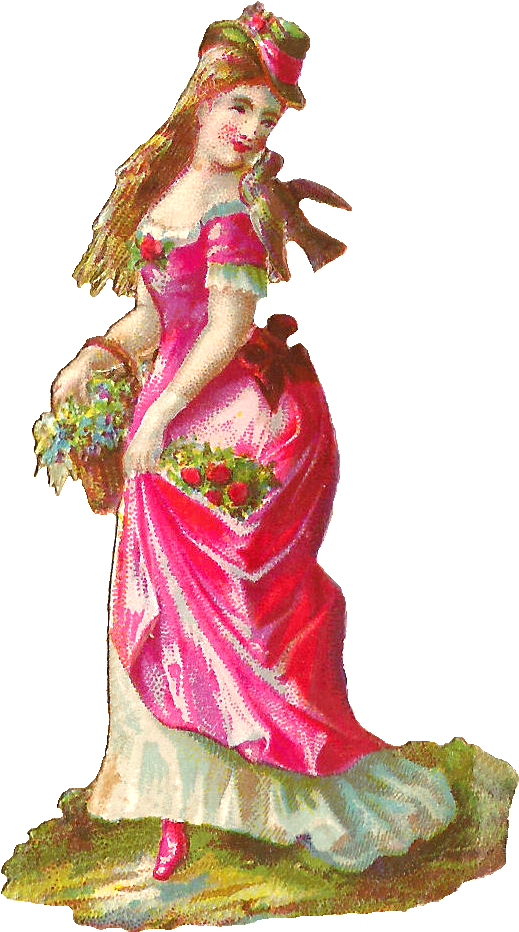 Woman In Red Dress Png Images - Victorian Women Png (644x1070), Png Download