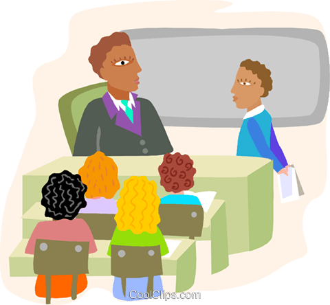Classroom With Students And Teacher Royalty Free Vector - Teacher And Students Png (480x444), Png Download