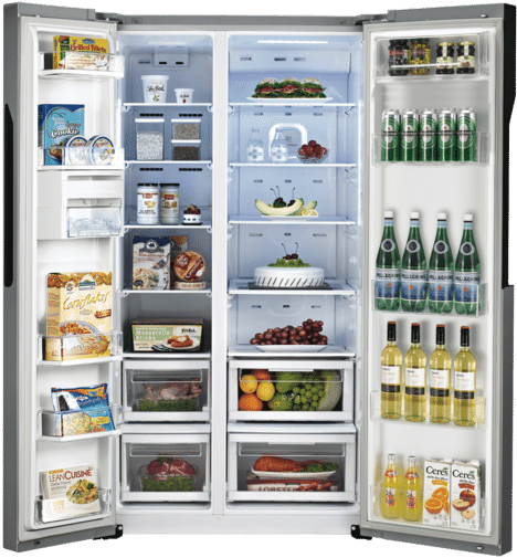 Lg Gs9366aeav American Style Fridge Freezer, Home Appliance - Lg 687l Side By Side Refrigerator (773x505), Png Download