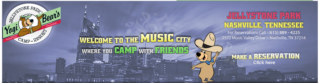 Nashvillejellystone - - Yogi Bear Jellystone Park (1297x339), Png Download