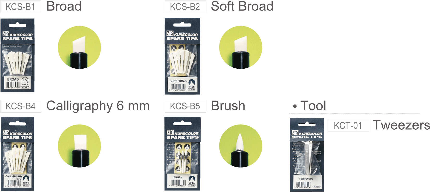 Kcs - Kuretake Zig Kurecolor Spare Tips - 1pc Tweezers (1798x809), Png Download