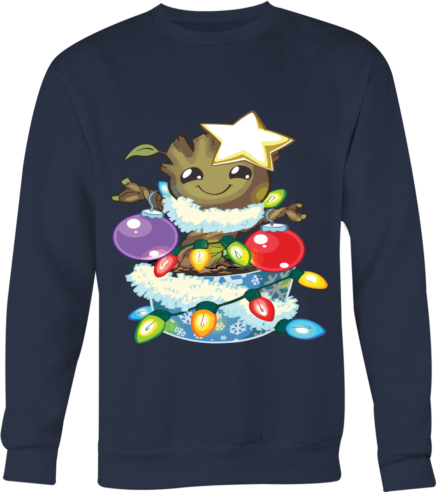 Groot Christmas With Lights Christmas And Ball Christmas - O Christmas Groot T-shirt (1000x1000), Png Download