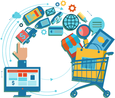 Ecommerce Design And Development Services - E Commerce Clipart Png (387x349), Png Download