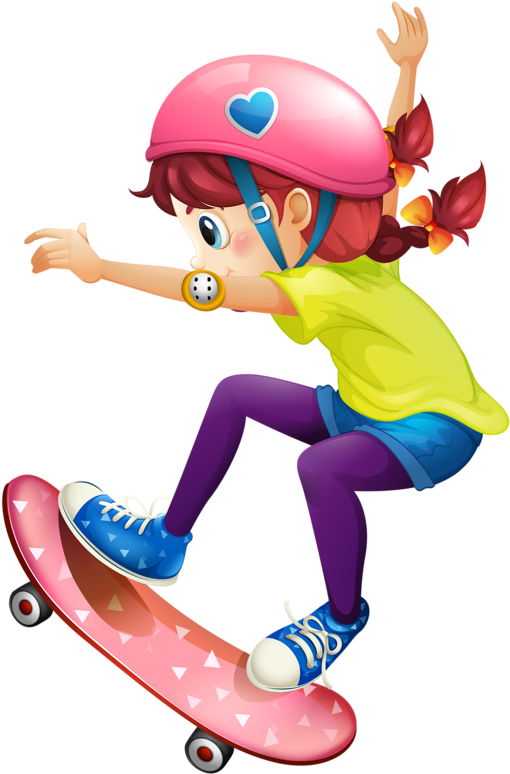 Girl On Skateboard Girls Clips, School Clipart, Flashcard, - Clip Art Skateboard Girl (554x800), Png Download