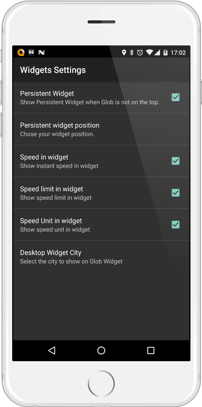 Widget position. Widget position