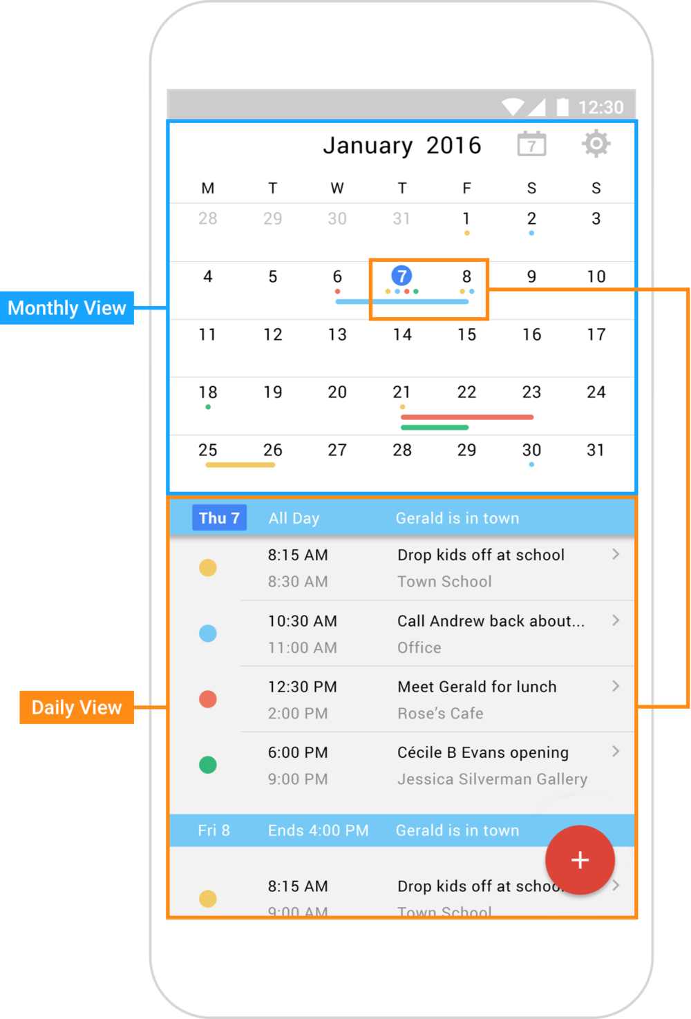 Calander App Annotated 4 - Mobile App (1000x1475), Png Download