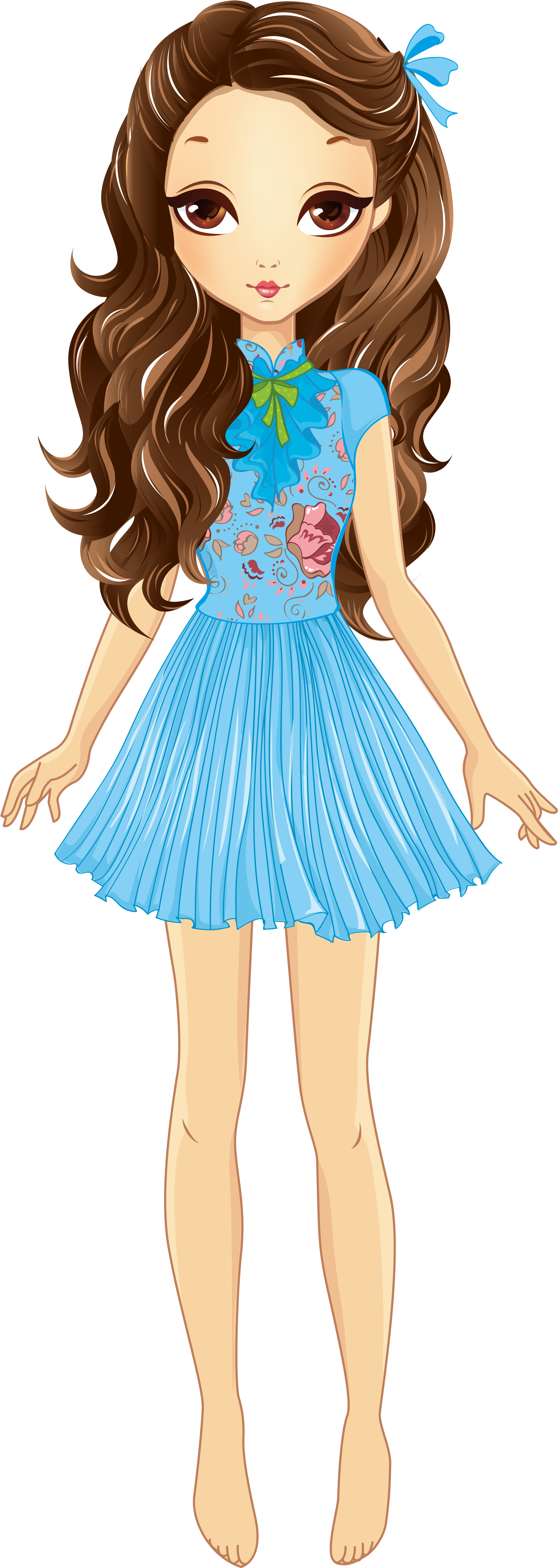 Beautiful Fashion Girl With White Banner - Pretty Girl Clipart Transparent (454x1280), Png Download