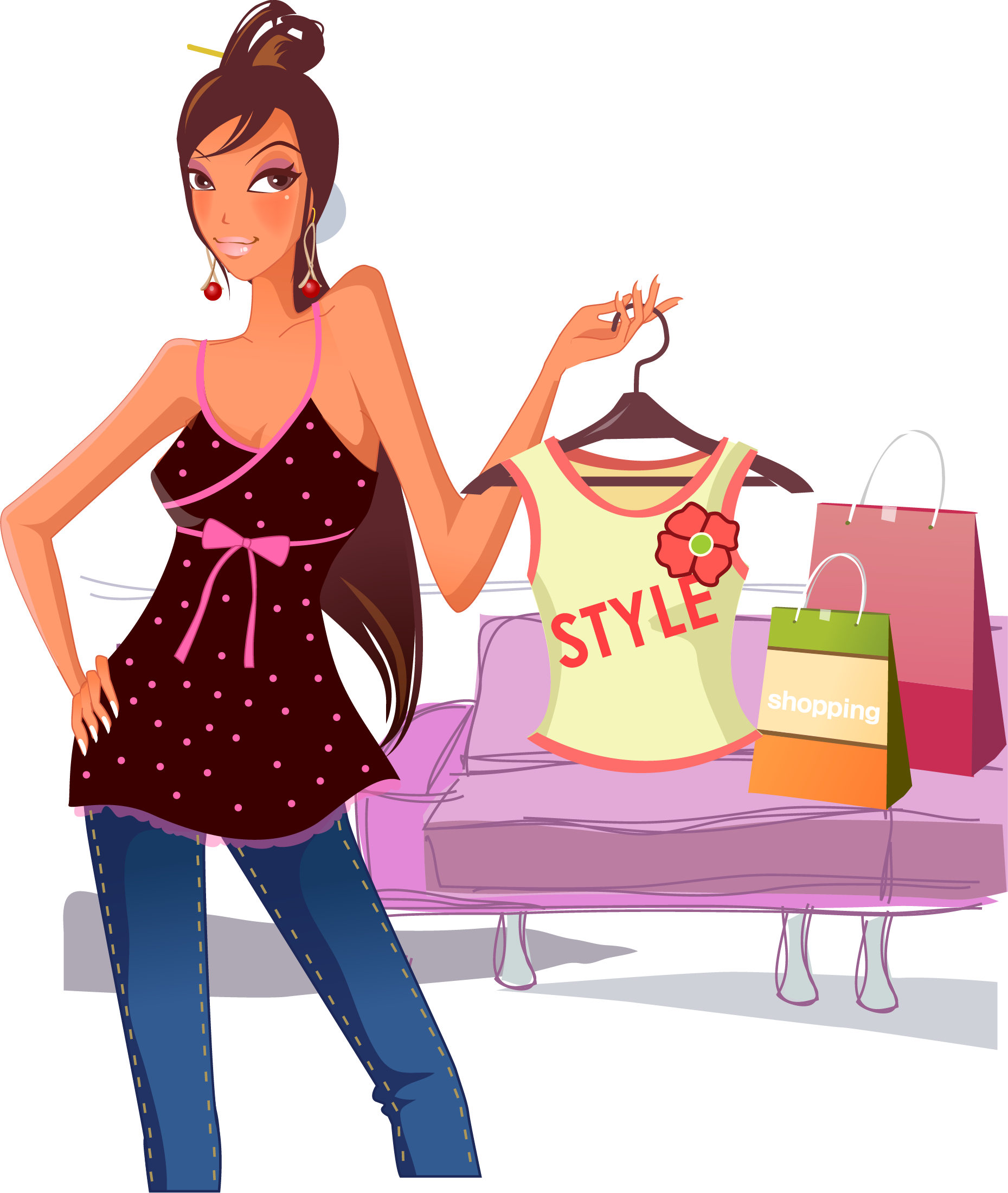 Fashion Clipart Fashion Girl - Png Transparent Fashion Vector Hd (1859x2199), Png Download