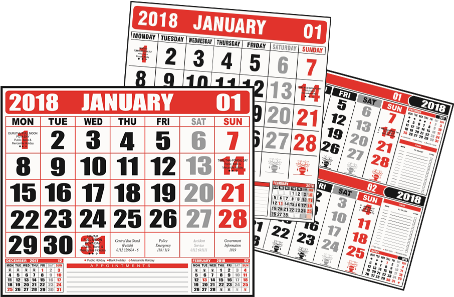 Office Calendars - Calendar 2018 Sri Lanka Jan (950x620), Png Download
