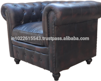 Industrial Antique Black Chesterfield Sofa Chair, Vintage - Couch (350x350), Png Download