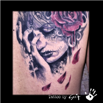 Cover Up Realistic Catrina Roses Beauty Black Grey - Grey (450x340), Png Download