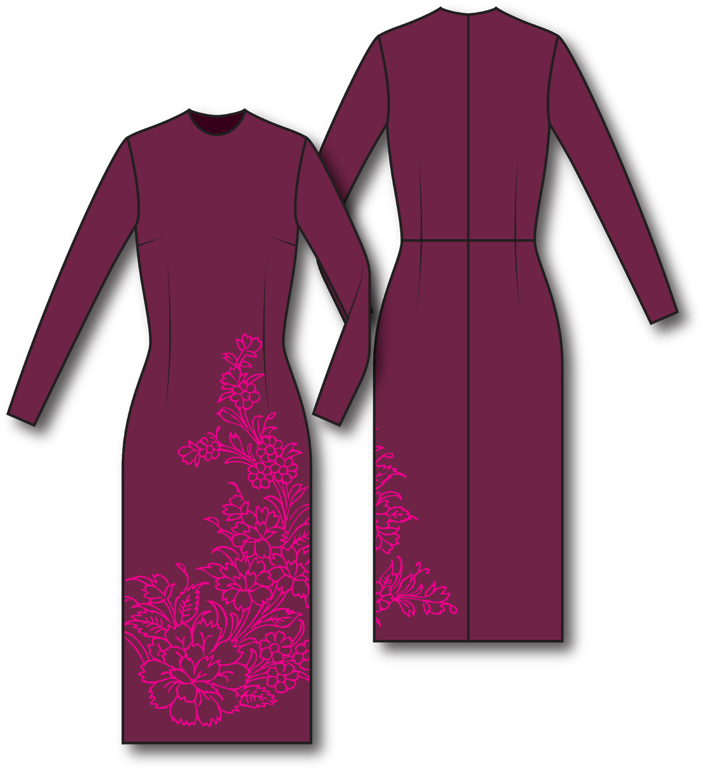 Illustrator And Photoshop Product Technical Development - Formal Wear (1466x1600), Png Download