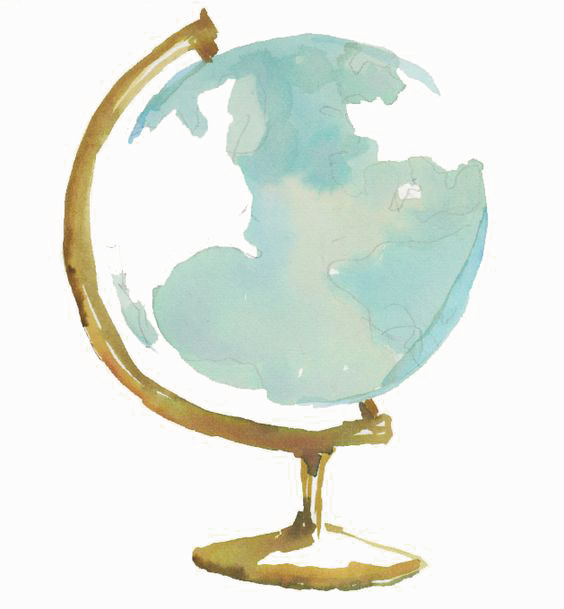 Globe Watercolor Painting Drawing - Drawing (564x609), Png Download